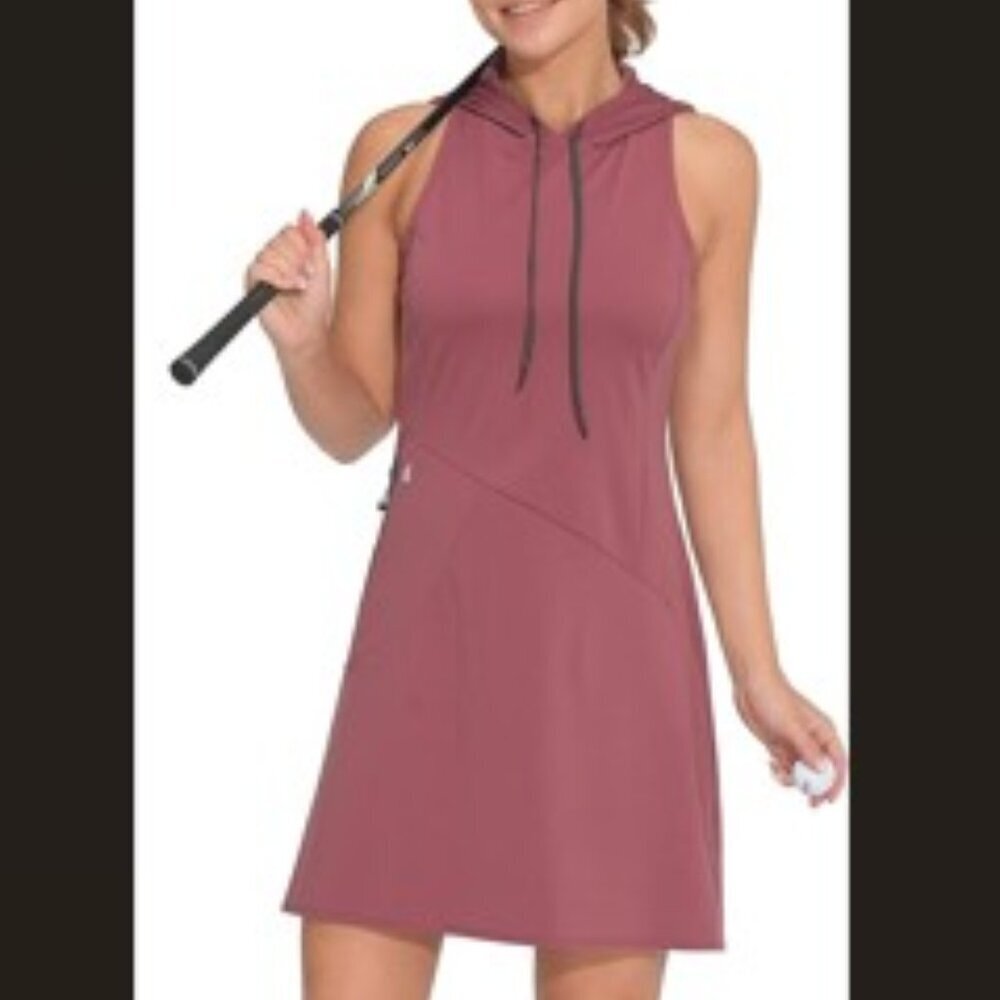 Little Donkey Andy - Women's quick dry tennis/golf dress, Wine Red color (mauve) - Picture 6 of 14